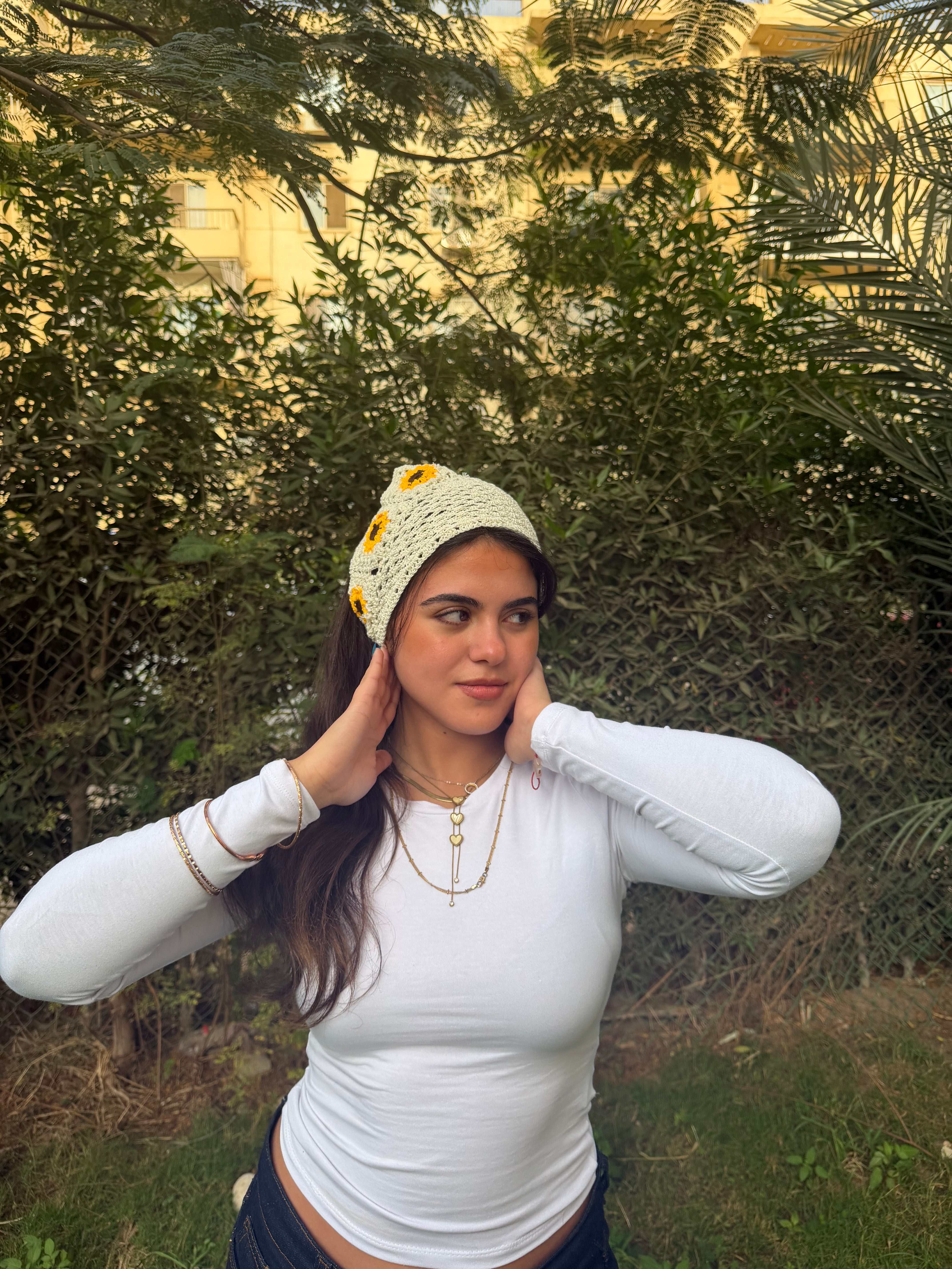 Sunflower crochet Bandana