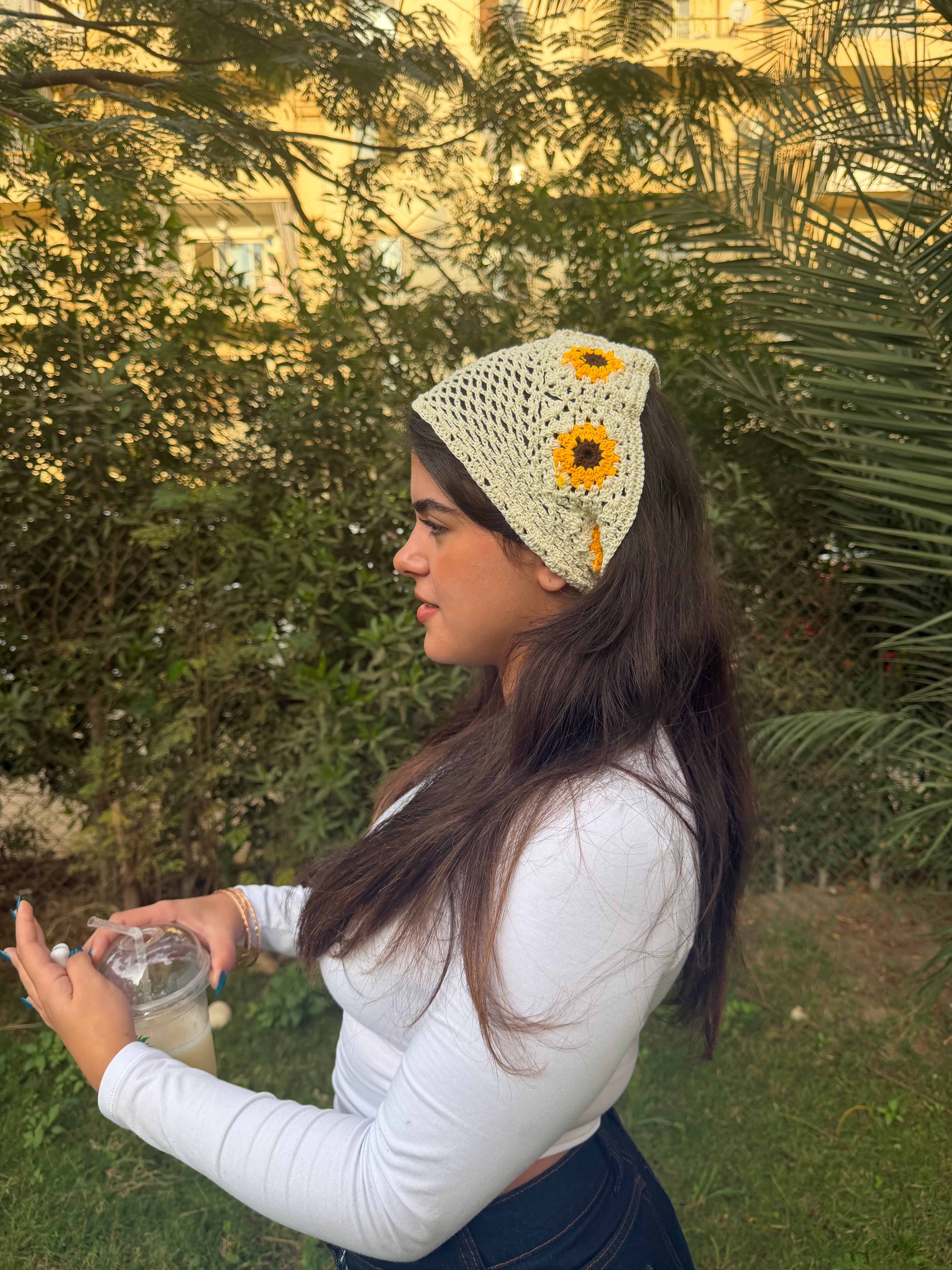 Sunflower crochet Bandana