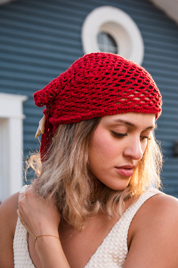 Red Crochet Bandana
