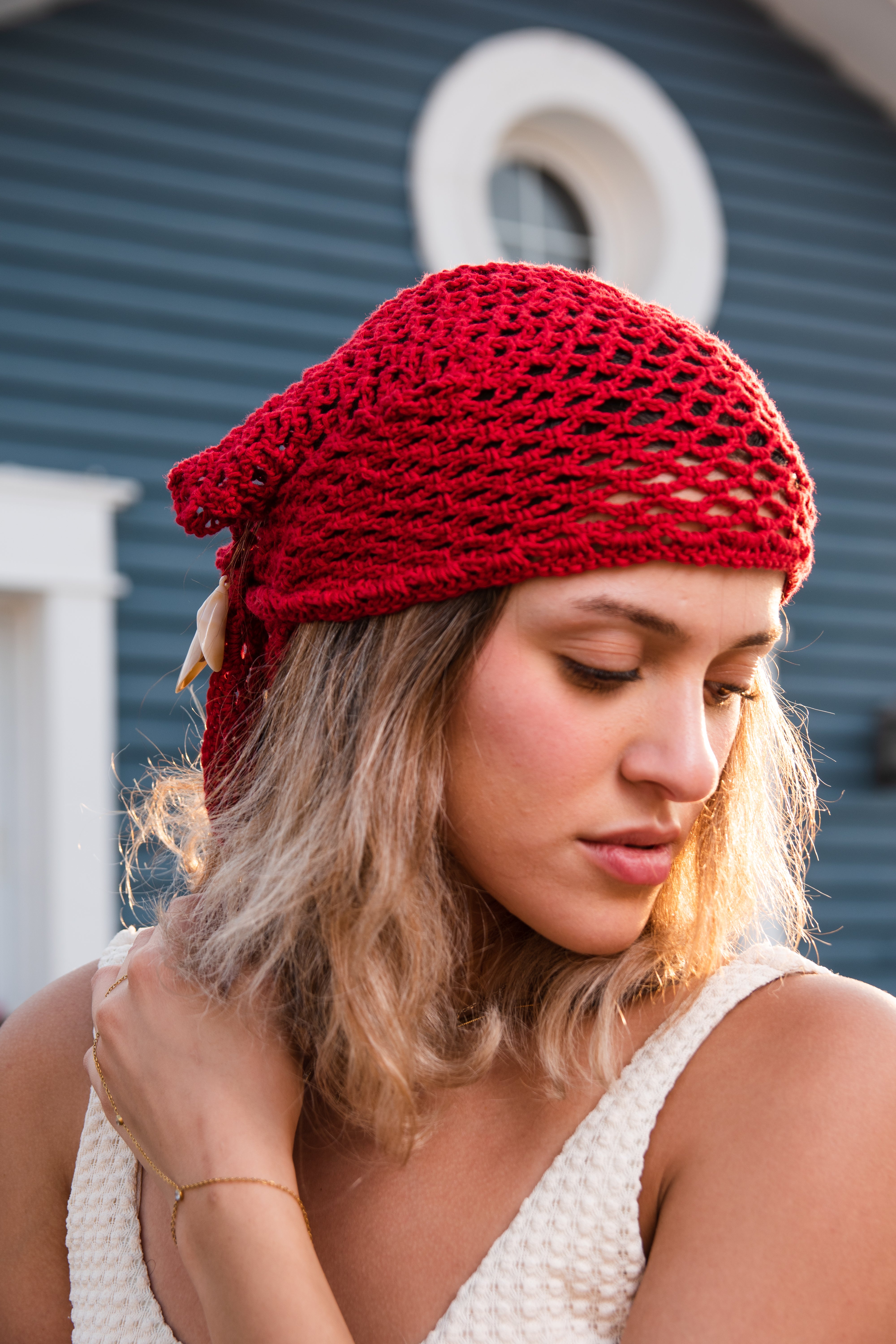 Red Crochet Bandana