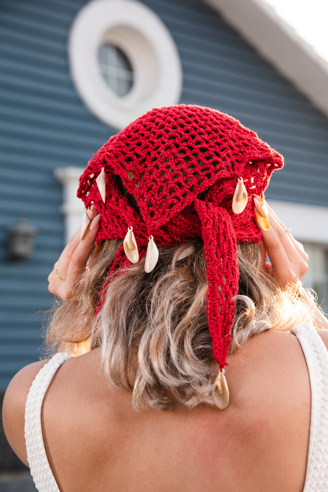 Red Crochet Bandana
