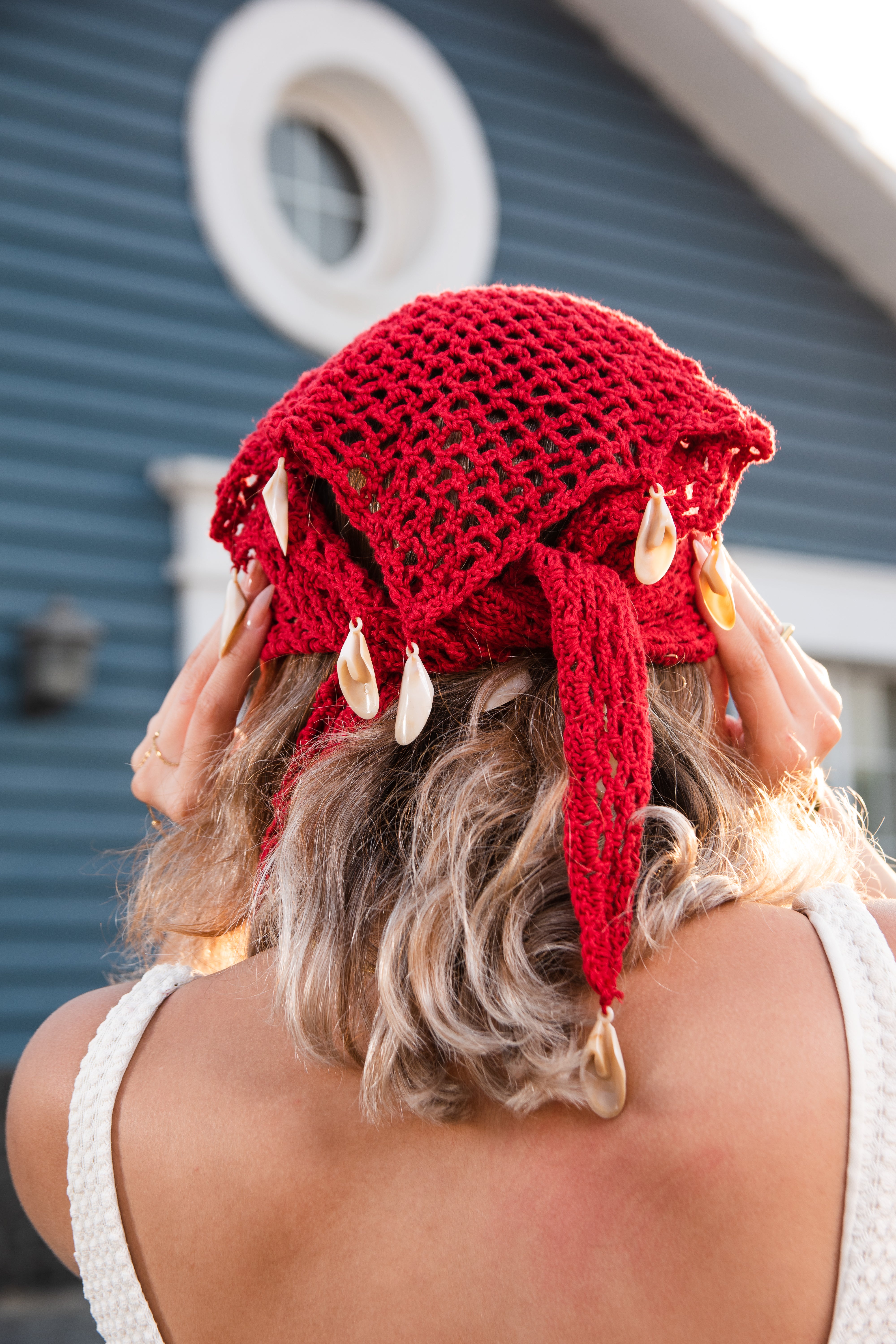 Red Crochet Bandana