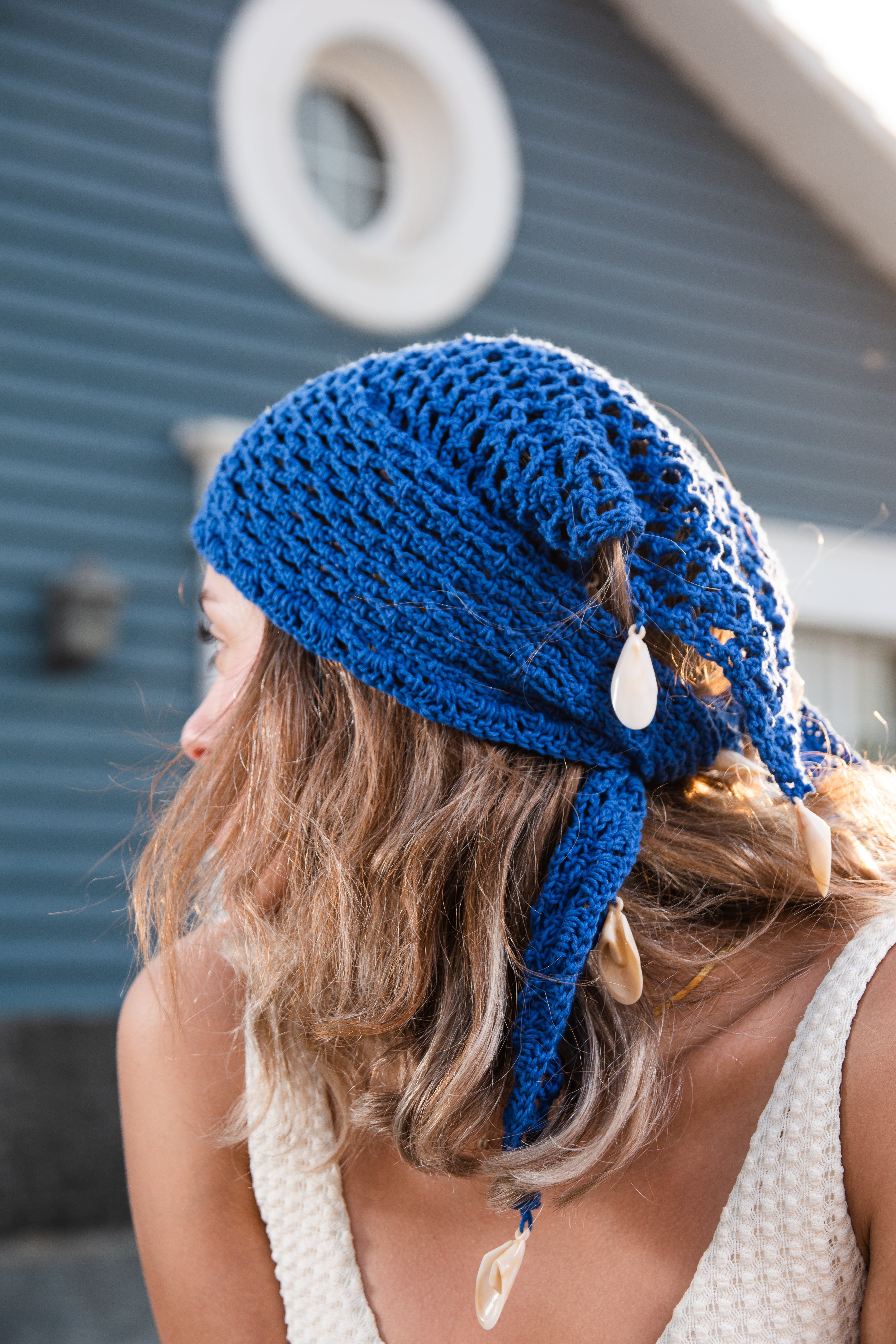 Blue Crochet Bandana
