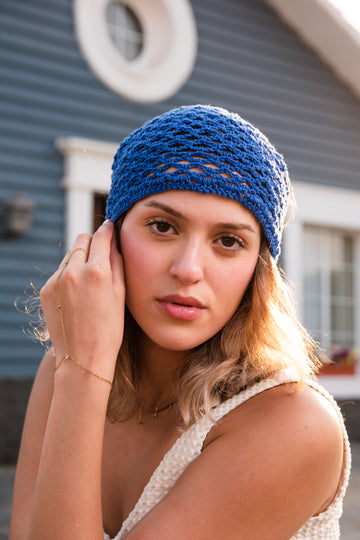 Blue Crochet Bandana