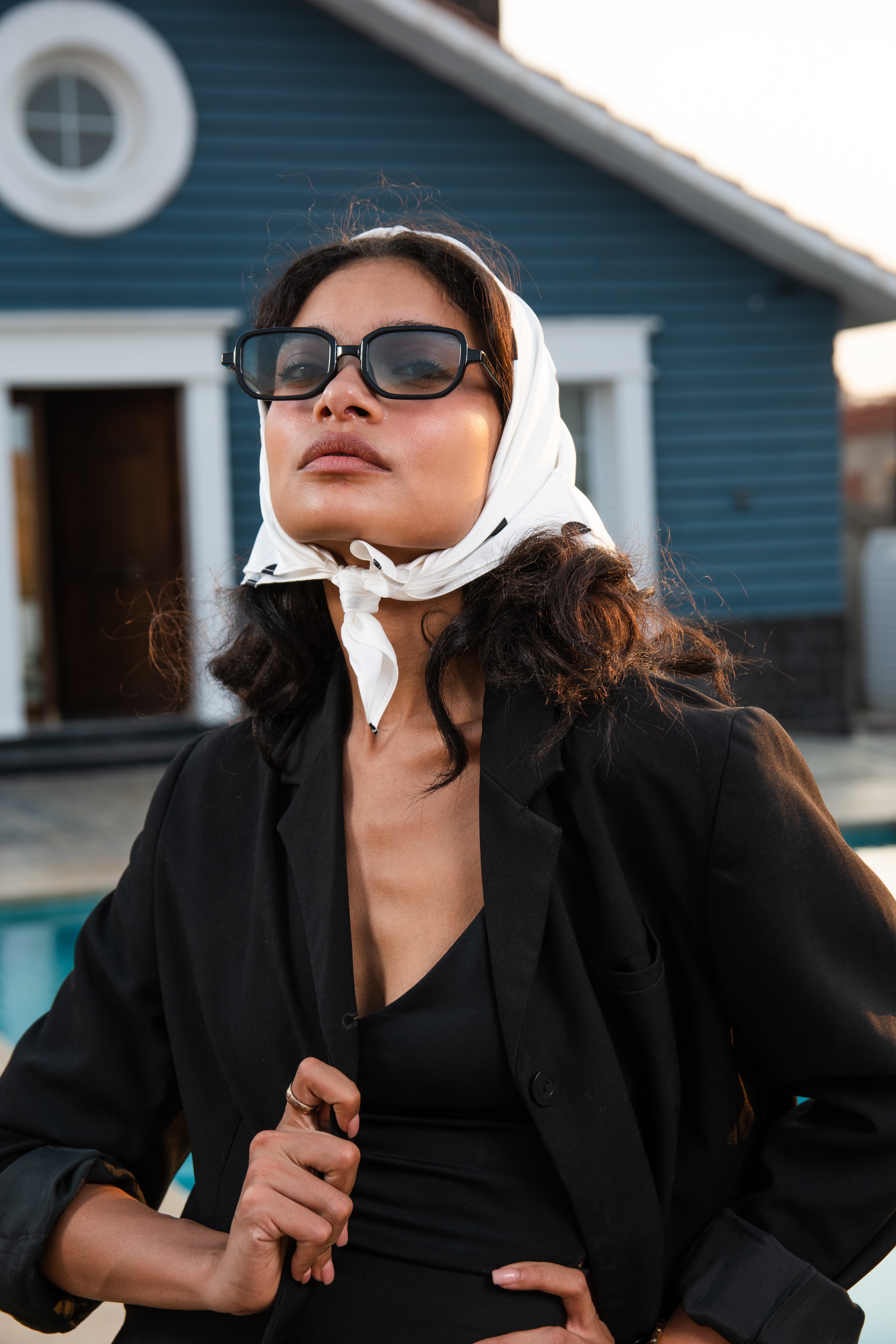Black Polka Dots Headscarf