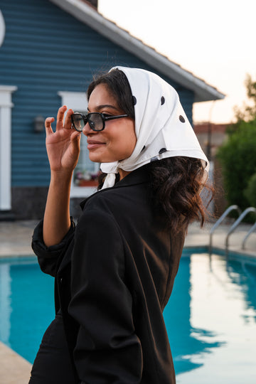 Black Polka Dots Headscarf