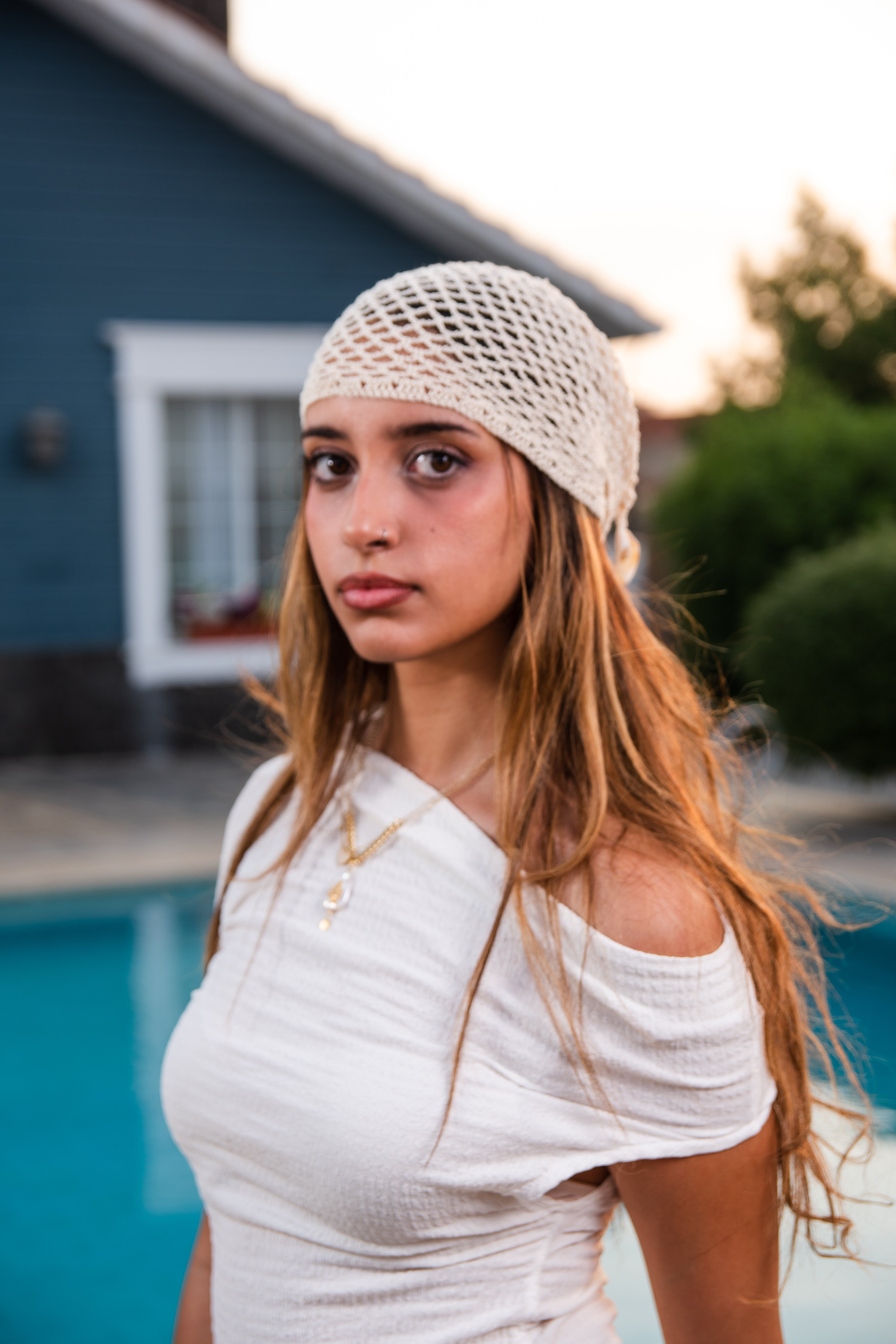 Off White Crochet Bandana