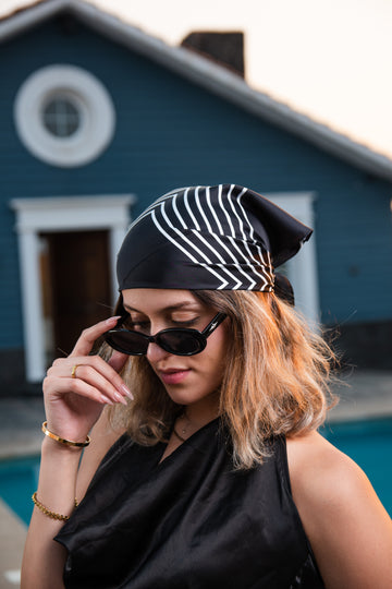 Sleek White Stripes Headscarf